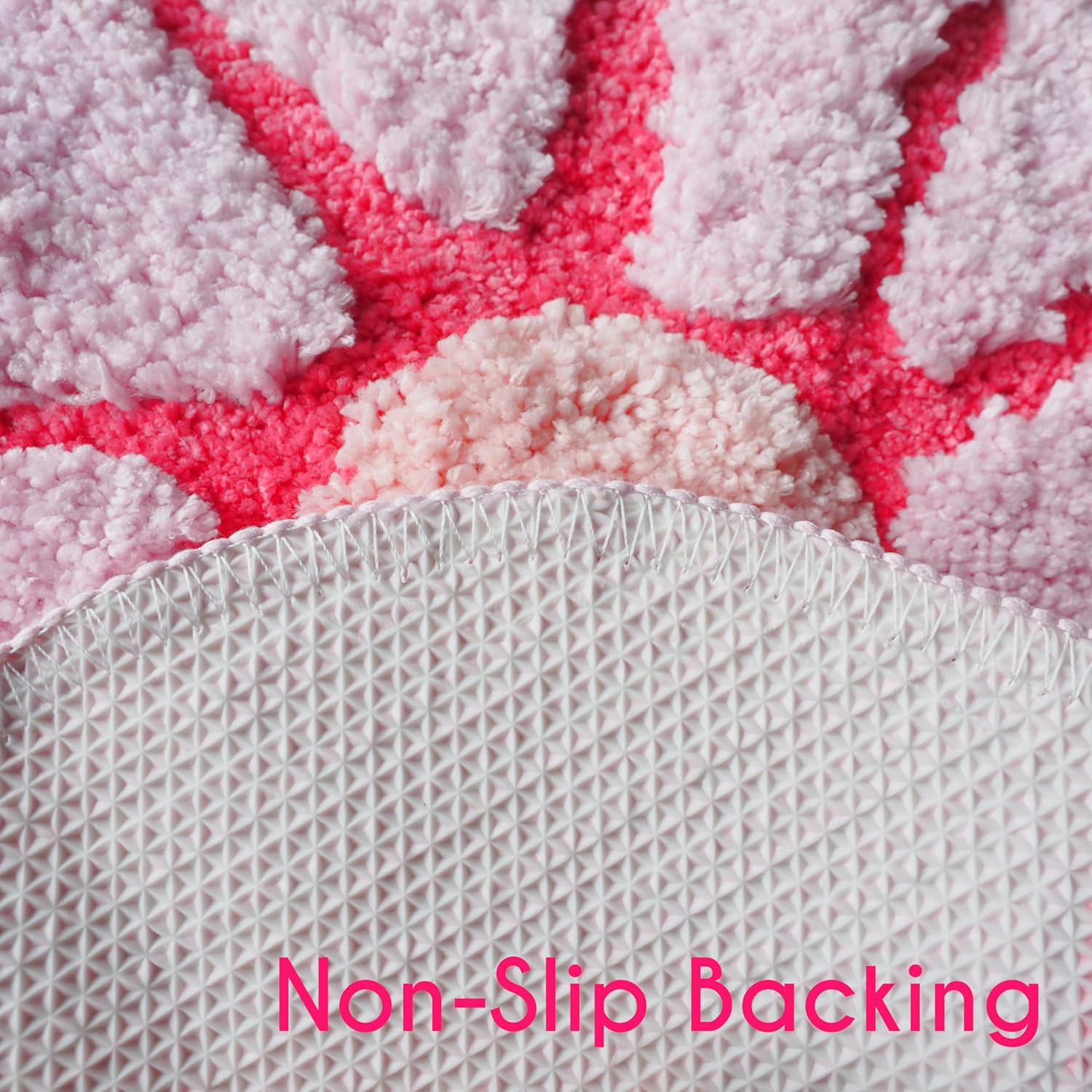 Pink Flower Bath Mat Daisy Floral Light Pink Blush Peach Coral Cute Bathroom Rugs