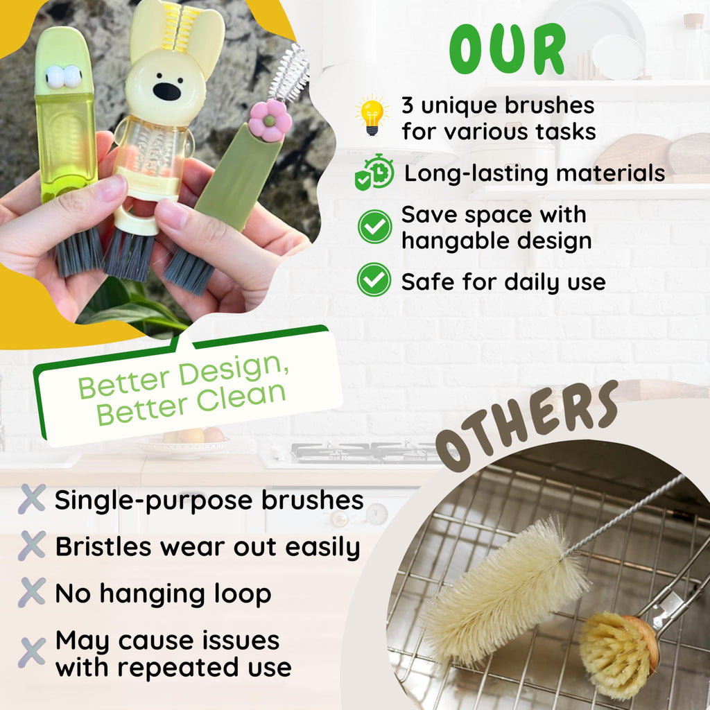 Cup Lid Cleaning Brush, 3 in 1 Cup Cleaner Brush New Multifunctional Lid Cleaner Lid Brush Cleaning Tool Multipurpose