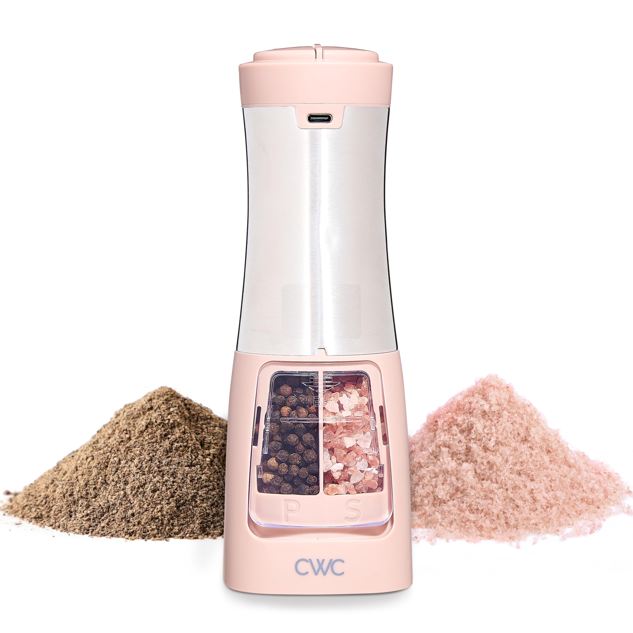 Rechargeable Salt & Pepper Shaker - 2-in-1 Grinders for Salt and Pepper