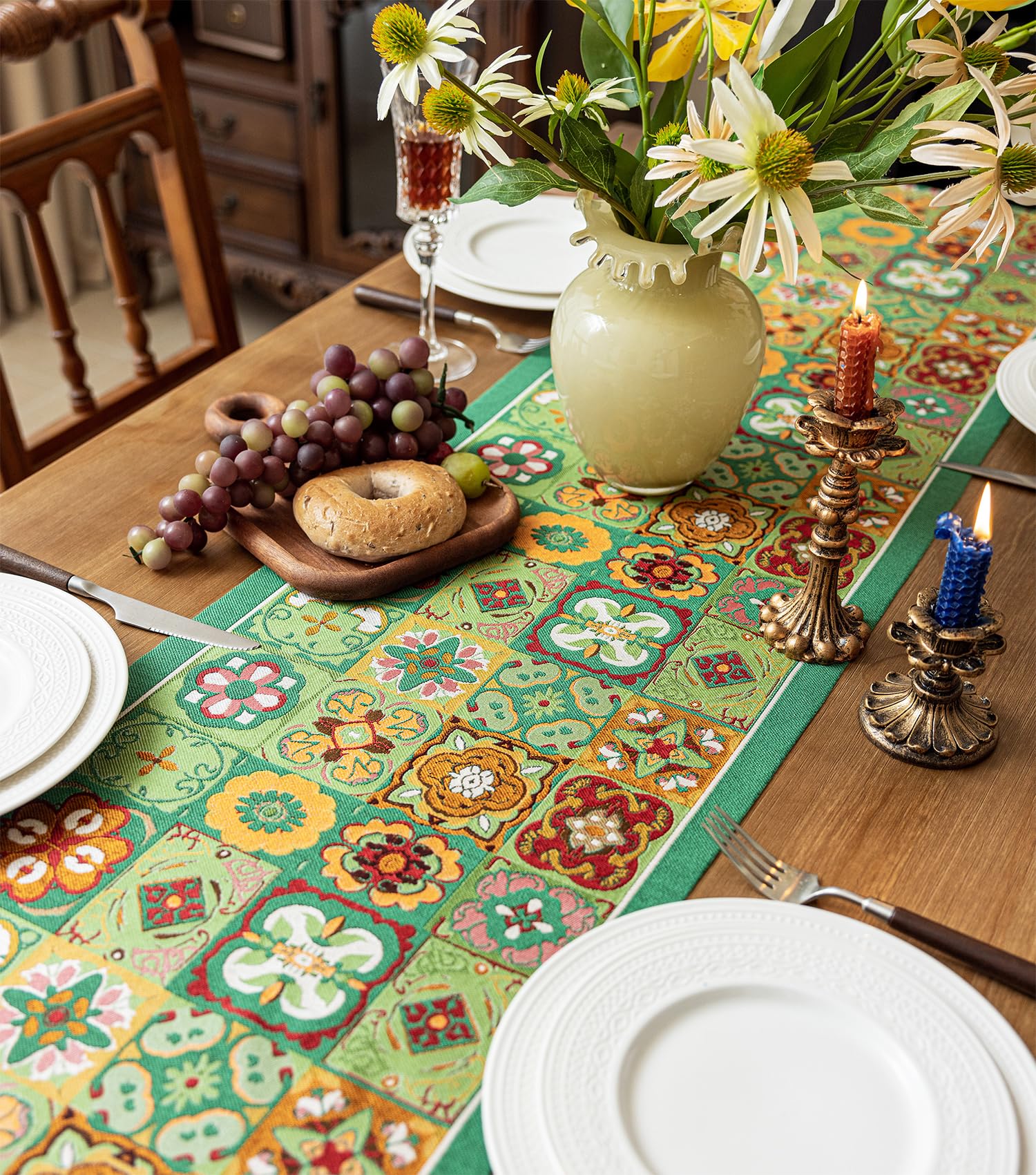 Retro-Luxury Tassels Table Runner Series for Kitchen Dining Table