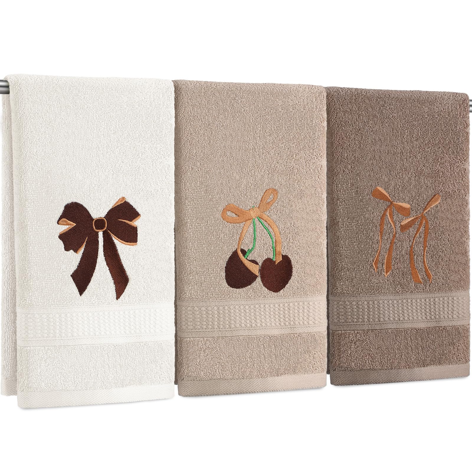 Hand Towels Embroidered Decorative Towel 100% Cotton Soft Absorbent Kitchen Facecloth Preppy Bathroom Decor 13.7 x 29.5''