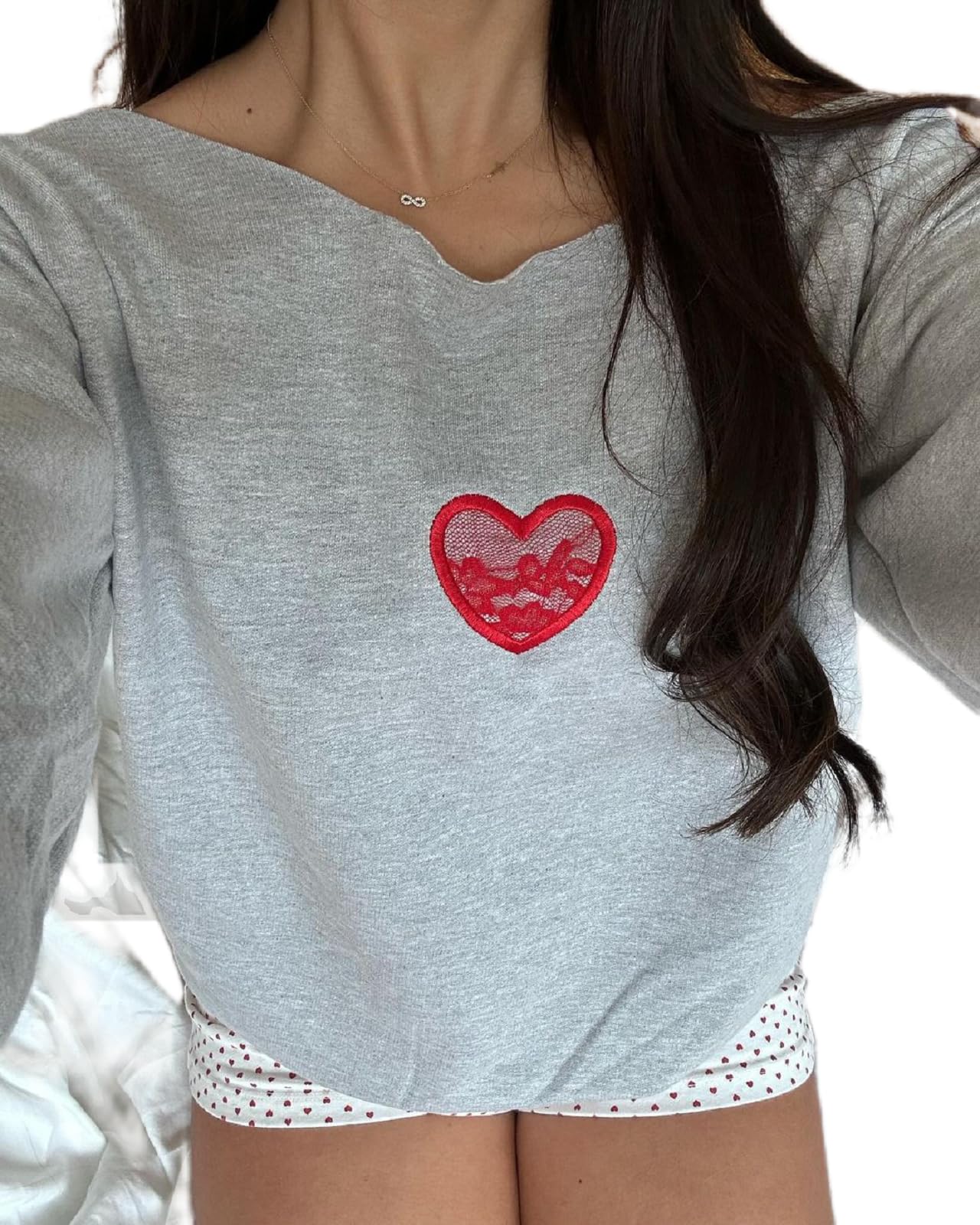 Women Y2k Off Shoulder Sweatshirt Long Sleeve Bow Print Pullover Top Vintage Graphic Sweatshirt