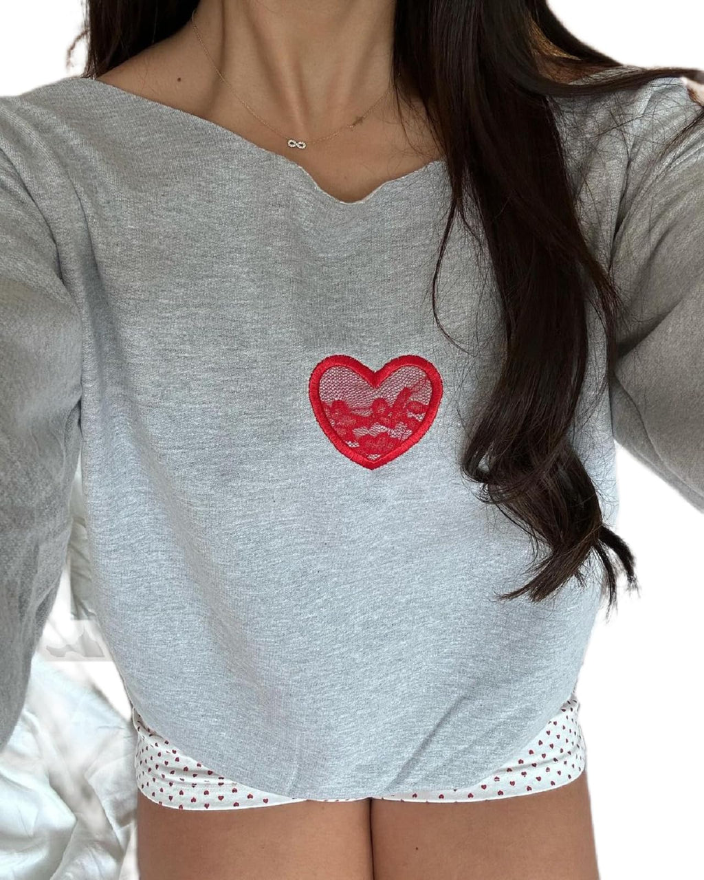 Women Y2k Off Shoulder Sweatshirt Long Sleeve Bow Print Pullover Top Vintage Graphic Sweatshirt