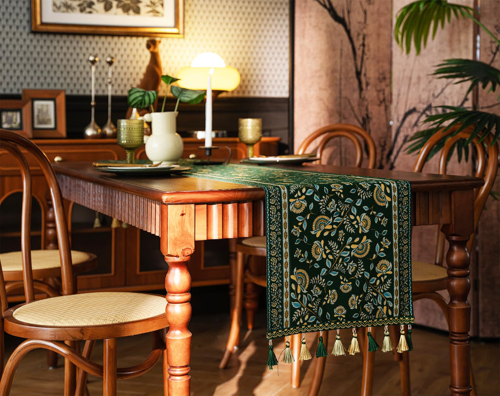 Retro-Luxury Tassels Table Runner Series for Kitchen Dining Table