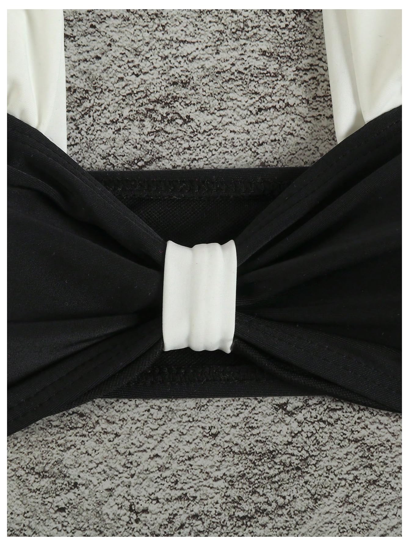 Women's Sexy 2 Piece Swimsuit Color Block Wide Strap Ruched Bikini Top and Thong Bikini Set