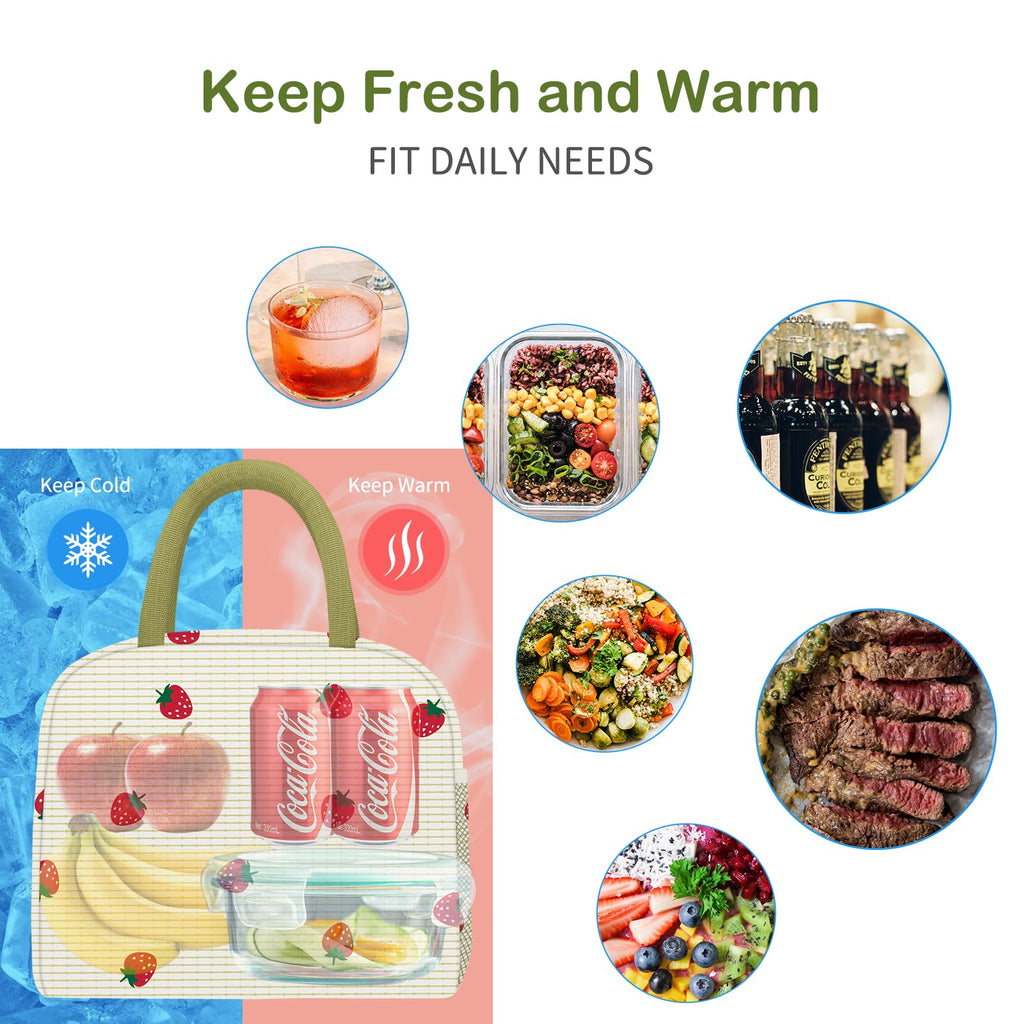 Reusable Insulated Lunch Tote Bag,Leakproof Food Handbags Case High Capacity