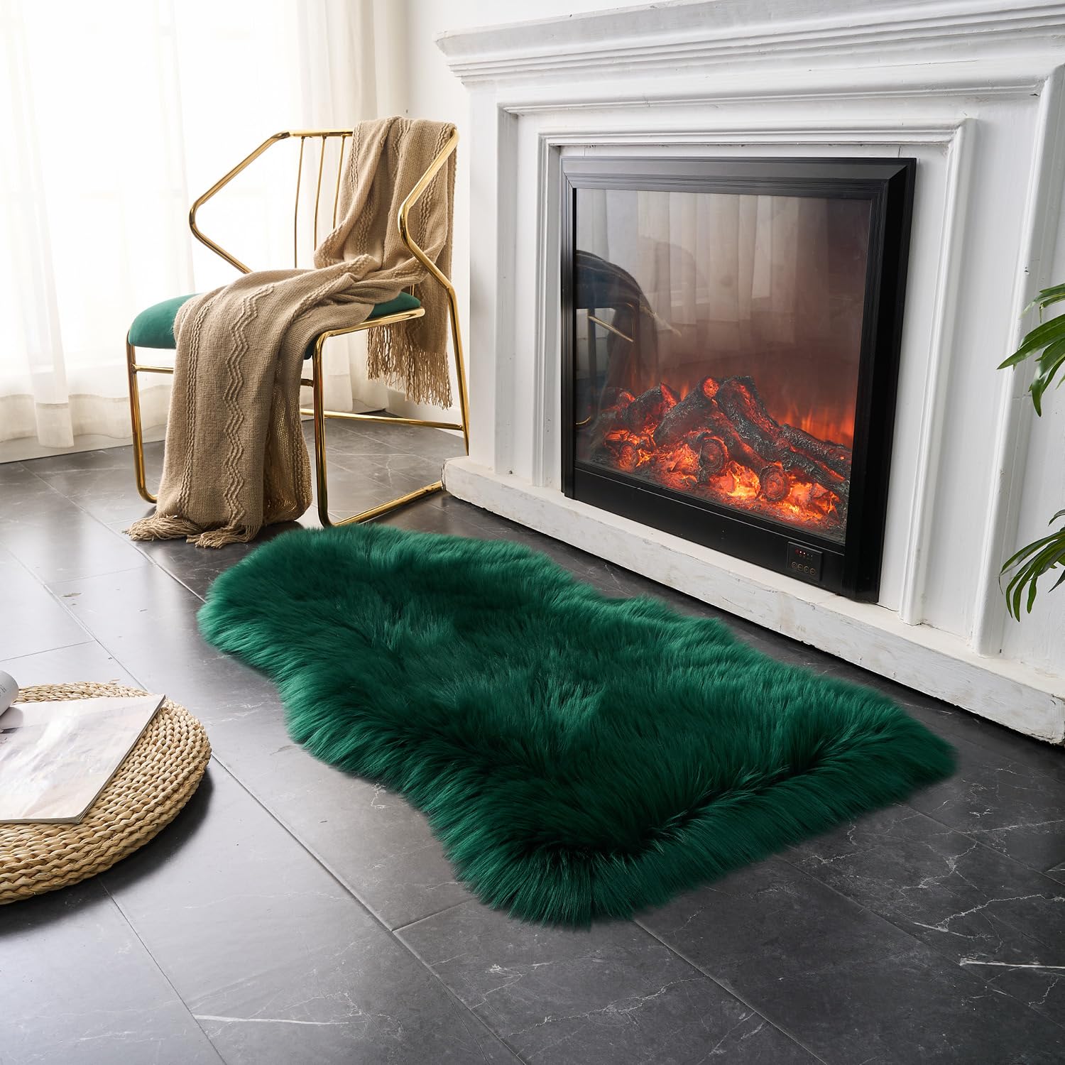 Ultra Soft Faux Fluffy/Fuzzy Shaggy Area Rug - Fur Chair Cover Seat Pad