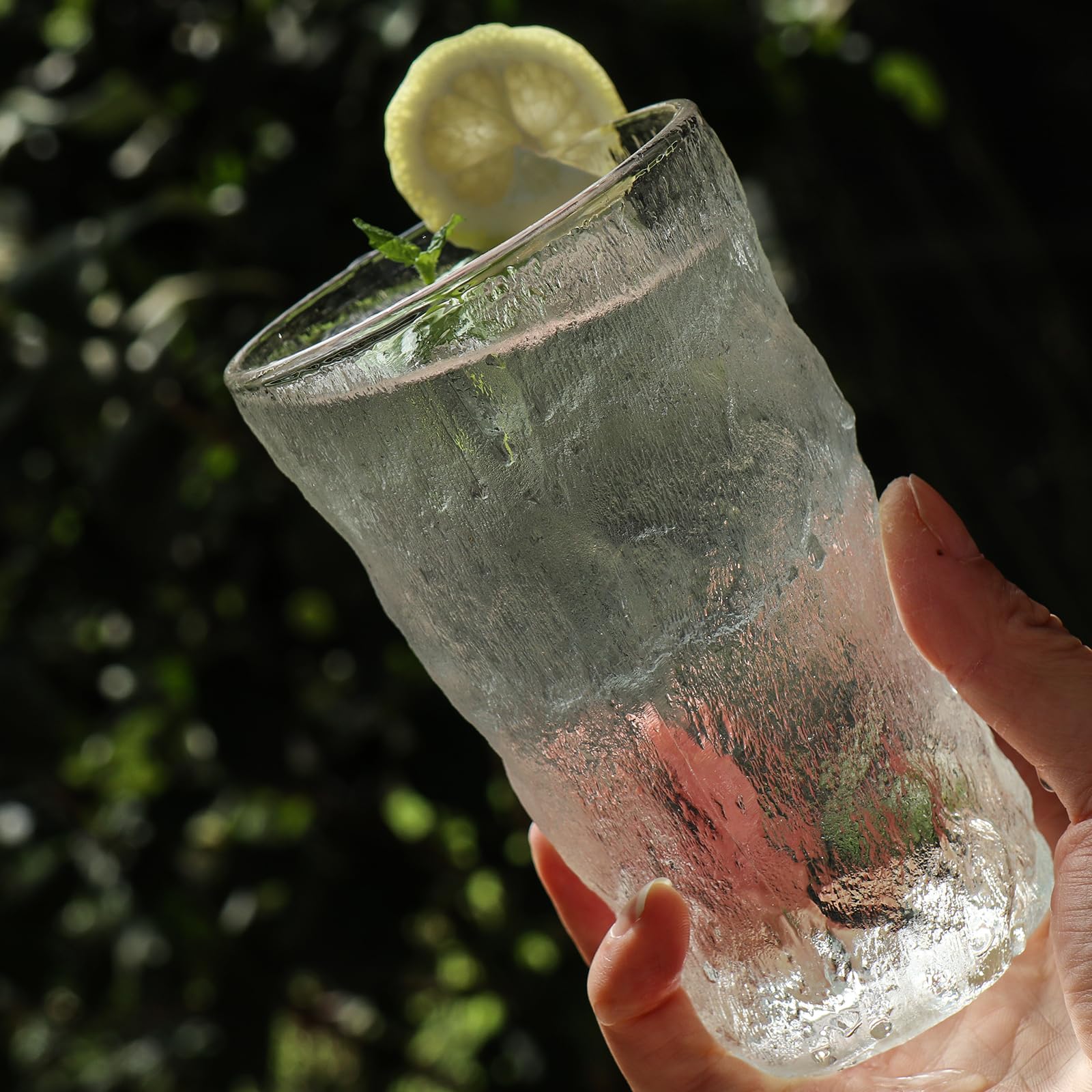 Drinking Glasses, Glassware Sets of 2, Mixed Drinking Glacier Pattern 12 oz Glass Cups