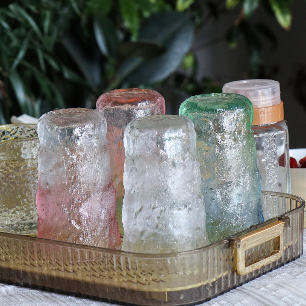 Drinking Glasses, Glassware Sets of 2, Mixed Drinking Glacier Pattern 12 oz Glass Cups