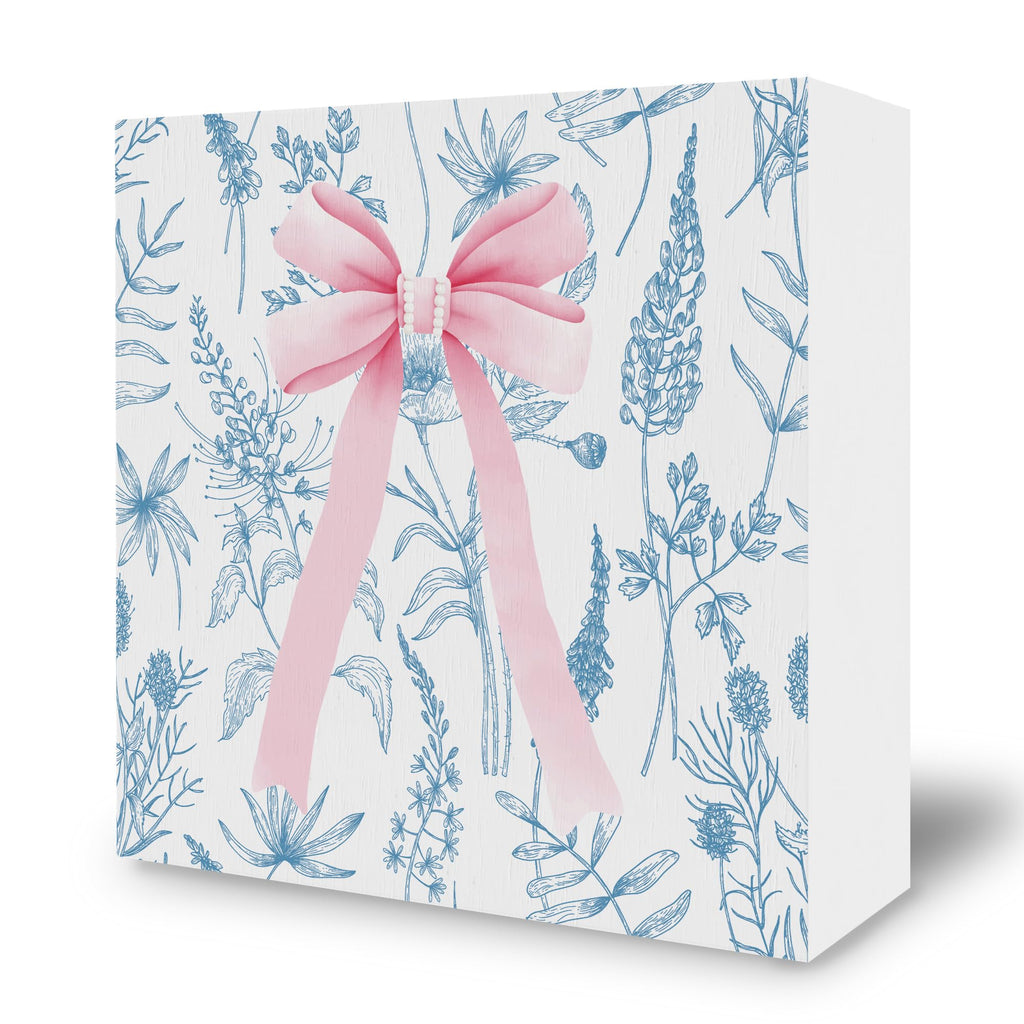 Preppy Pink Bows Desk Decor Decorations, 5x5 Inches
