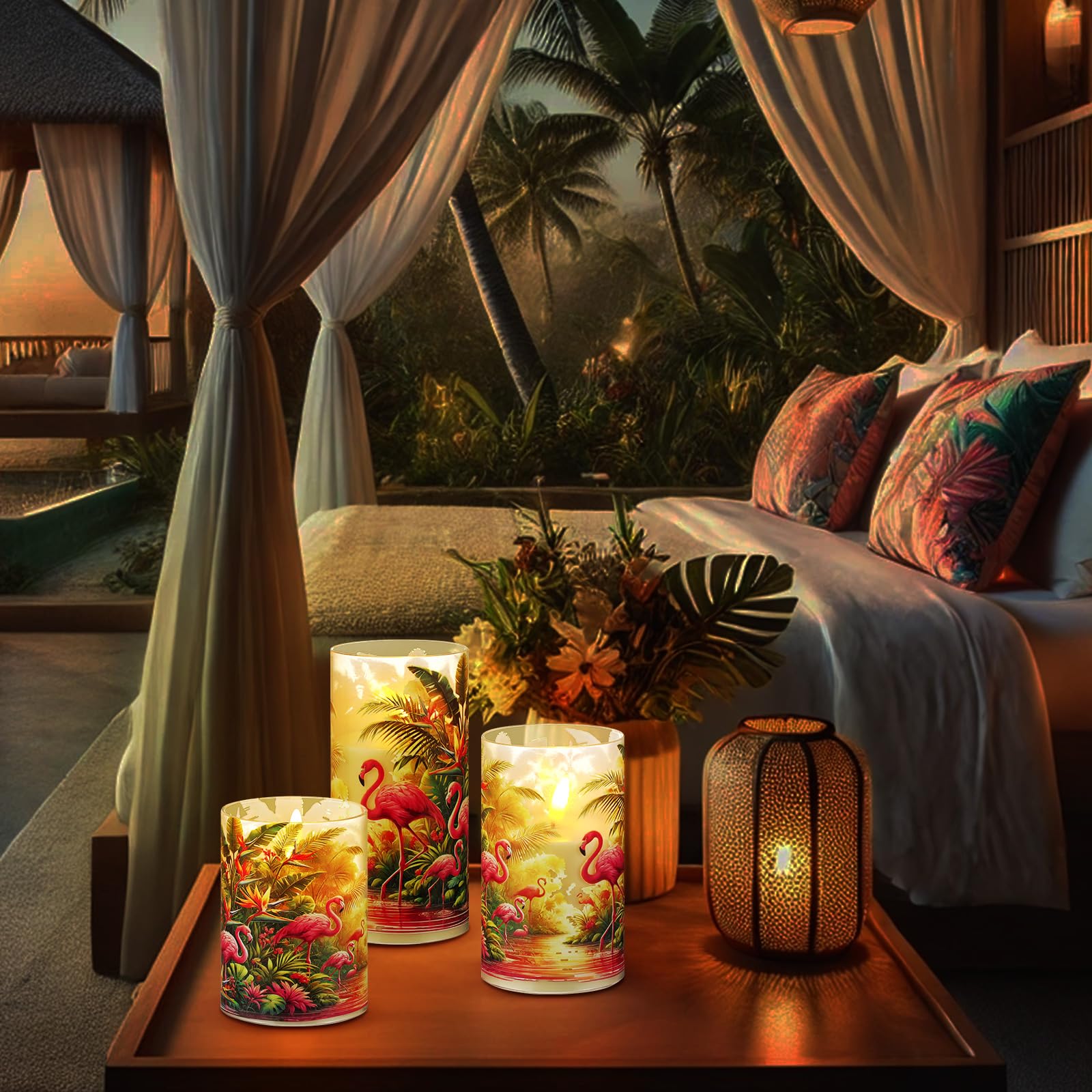 Coquette Flameless Candles LED Battery Pillar Candles Set Battery Operated with Remote