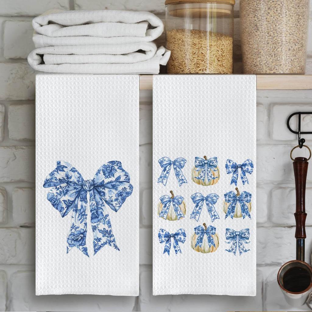 Lace Bow Dish Towels,Tea Towel, Bathroom Decor 16 X 24 Set of 2