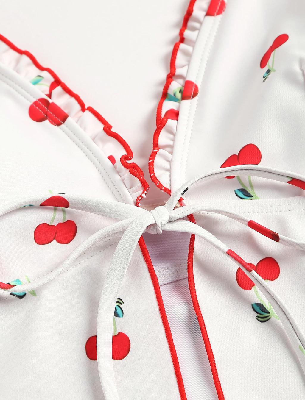 Tankini Swimsuits for Women Smocked Ruffles Tie Front Bowknot Textured High Cut Tanga Tankini Set