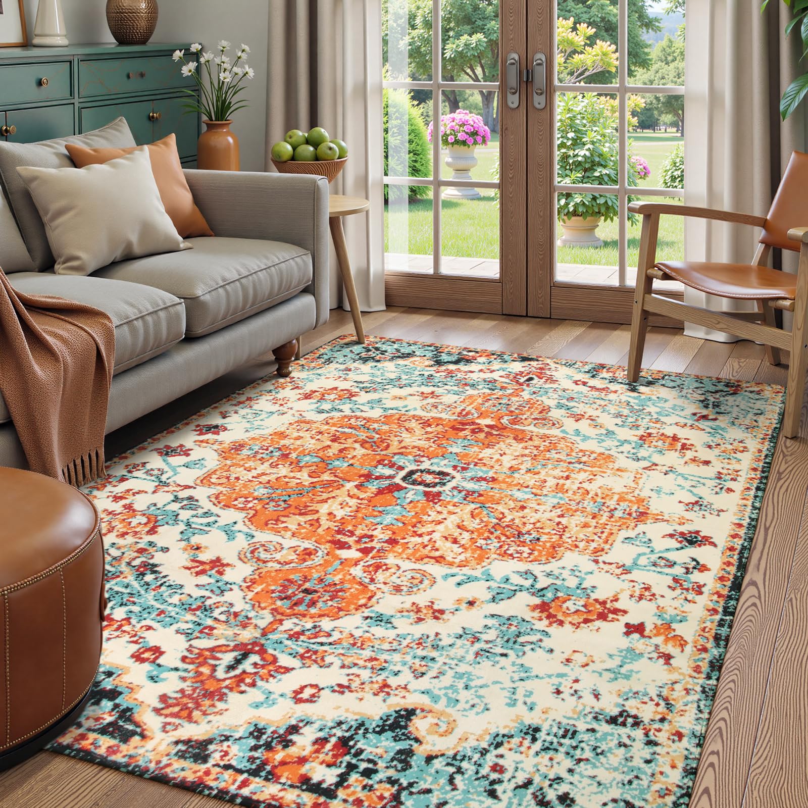 Floral Bohemian Medallion Area Rugs