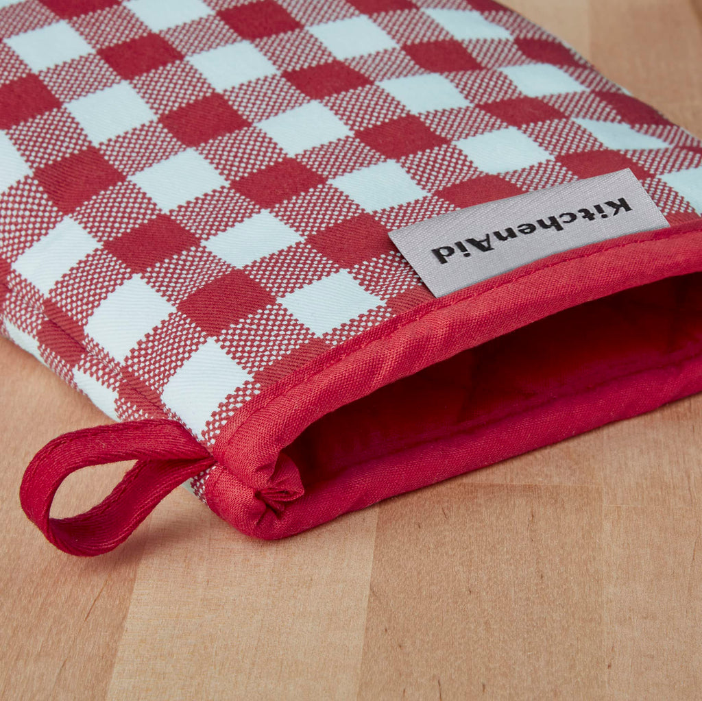 Gingham Mini Oven Mitt 2-Pack Set, Dried Rose, 5.5"x8"