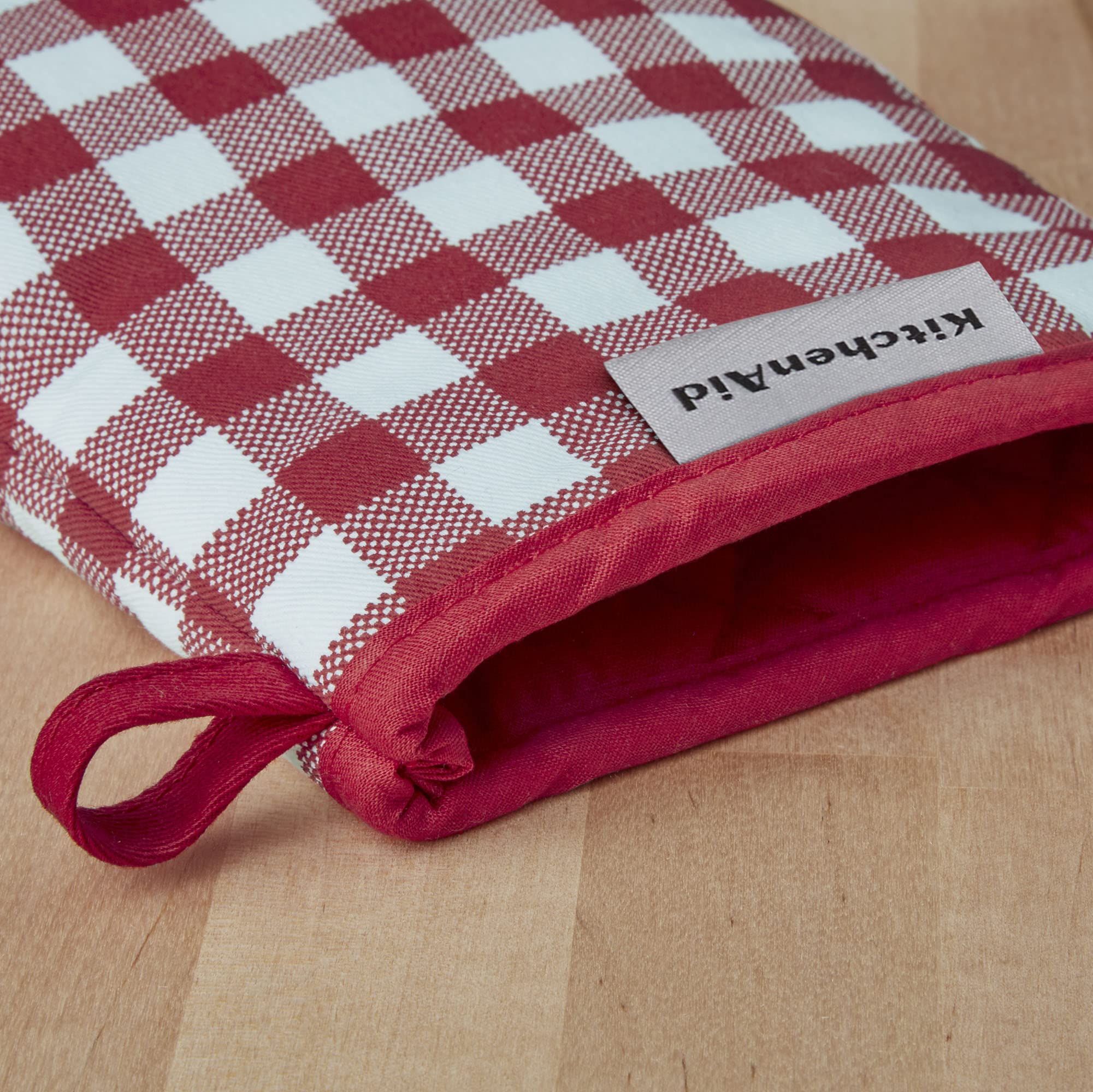 Gingham Mini Oven Mitt 2-Pack Set, Dried Rose, 5.5"x8"