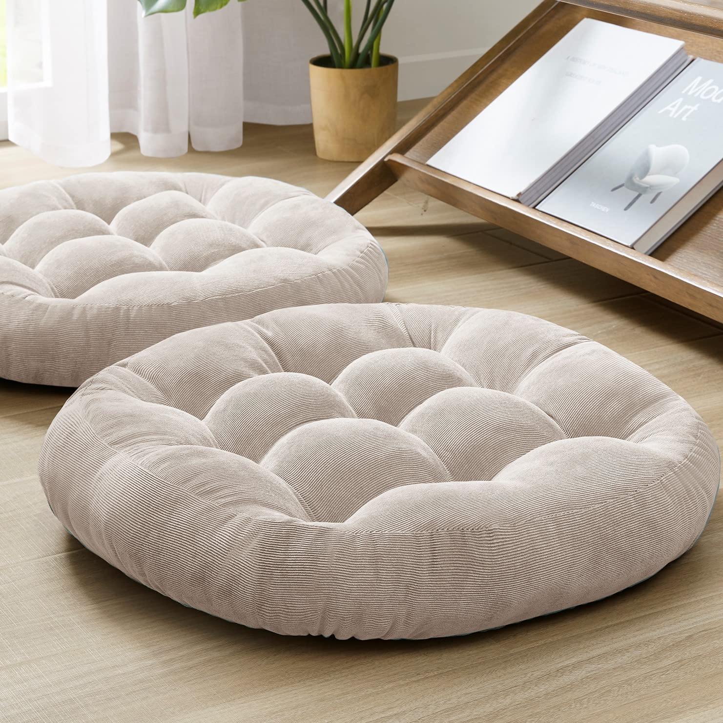 Square Large Pillows Seating Meditation Floor Pillow, Tufted Corduroy Cushion for Living Room