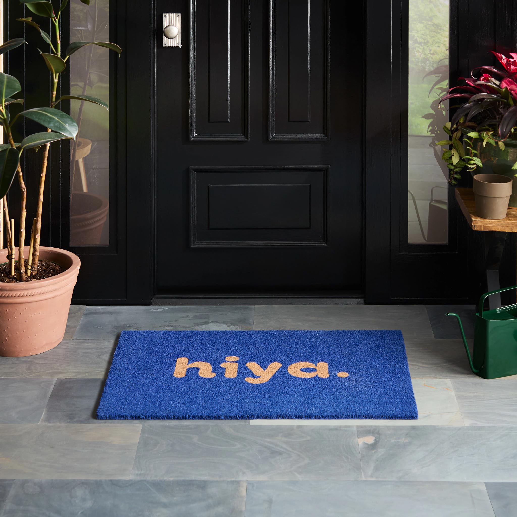 Hiya Painted Welcome Door Mat - Heavyweight Non-Slip Mat, 24"x36"