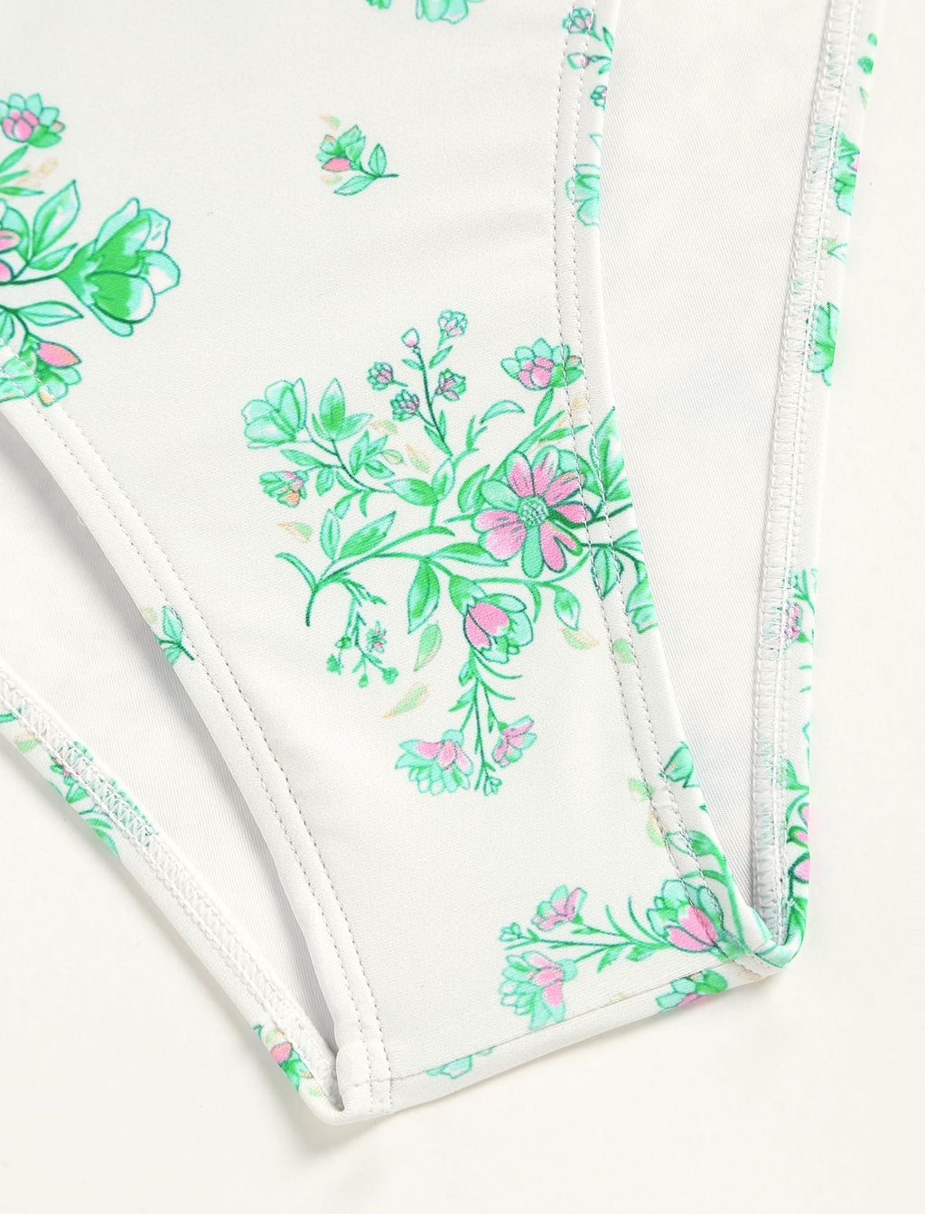 Tankini Swimsuits for Women Smocked Ruffles Tie Front Bowknot Textured High Cut Tanga Tankini Set