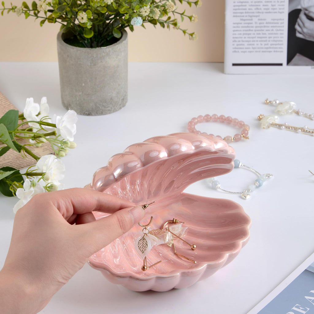 Ceramic Clamshell Jewelry Dish â€?Trinket Tray & Ring Holder