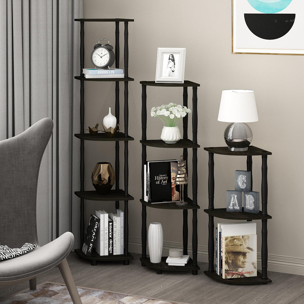 Three-Tier Round Tube Reversible Corner Display Rack Multipurpose Shelving Unit
