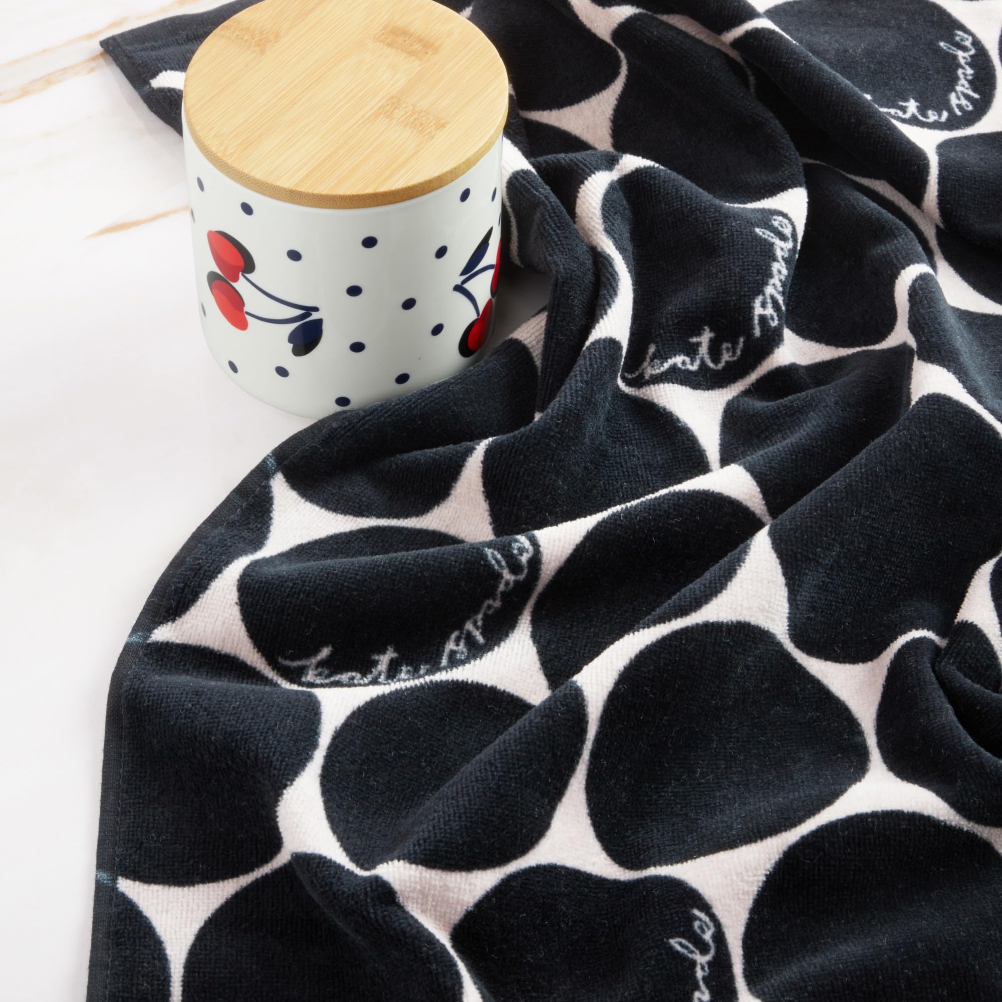 Kate Spade New York Joy Dot Kitchen Towels 2-Pack Set, Absorbent 100% Cotton Velour, 17"x28"