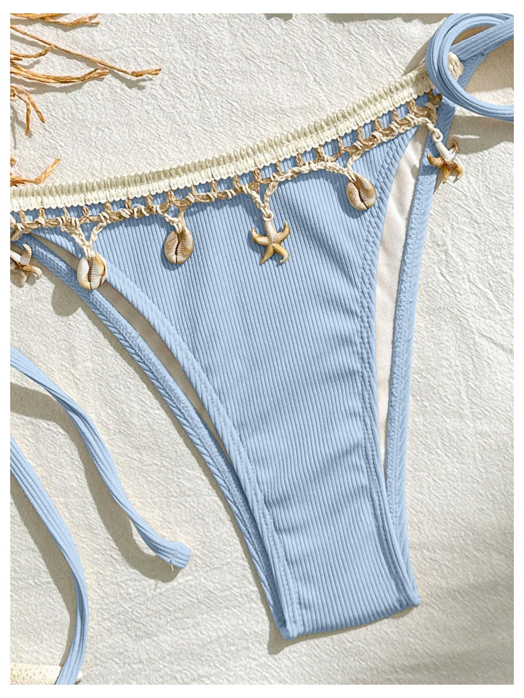 Women's 2 Piece Halter Triangle Bathing Suit Ribbed Bikini Swimsuits