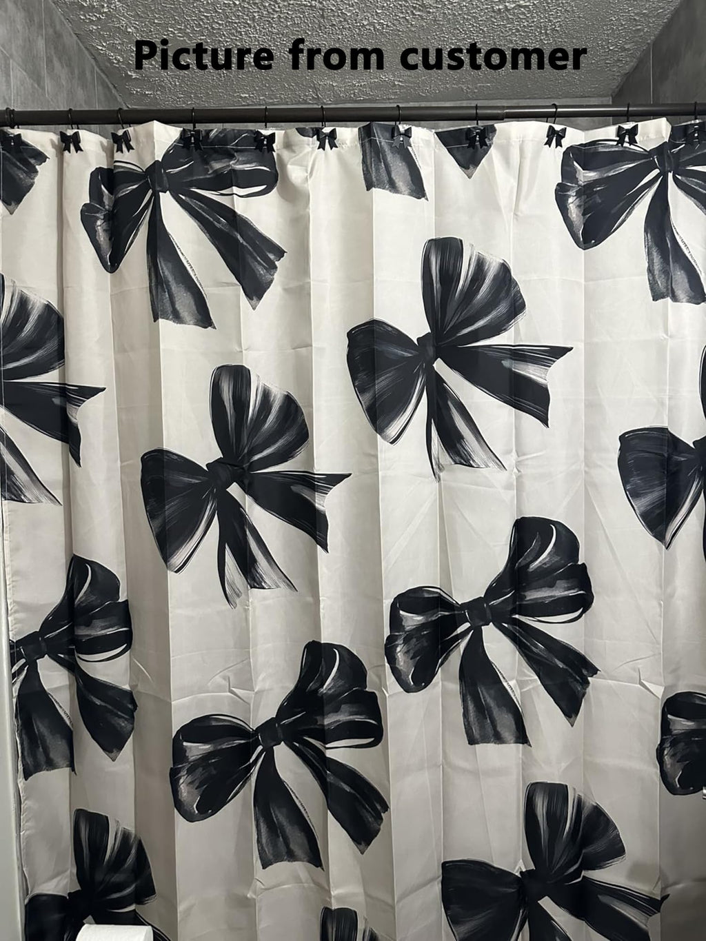 Metal Decorative Rings Bow Shower Curtain Hooks, Rustproof Bow Knot Design for Bathroom 12 Pack