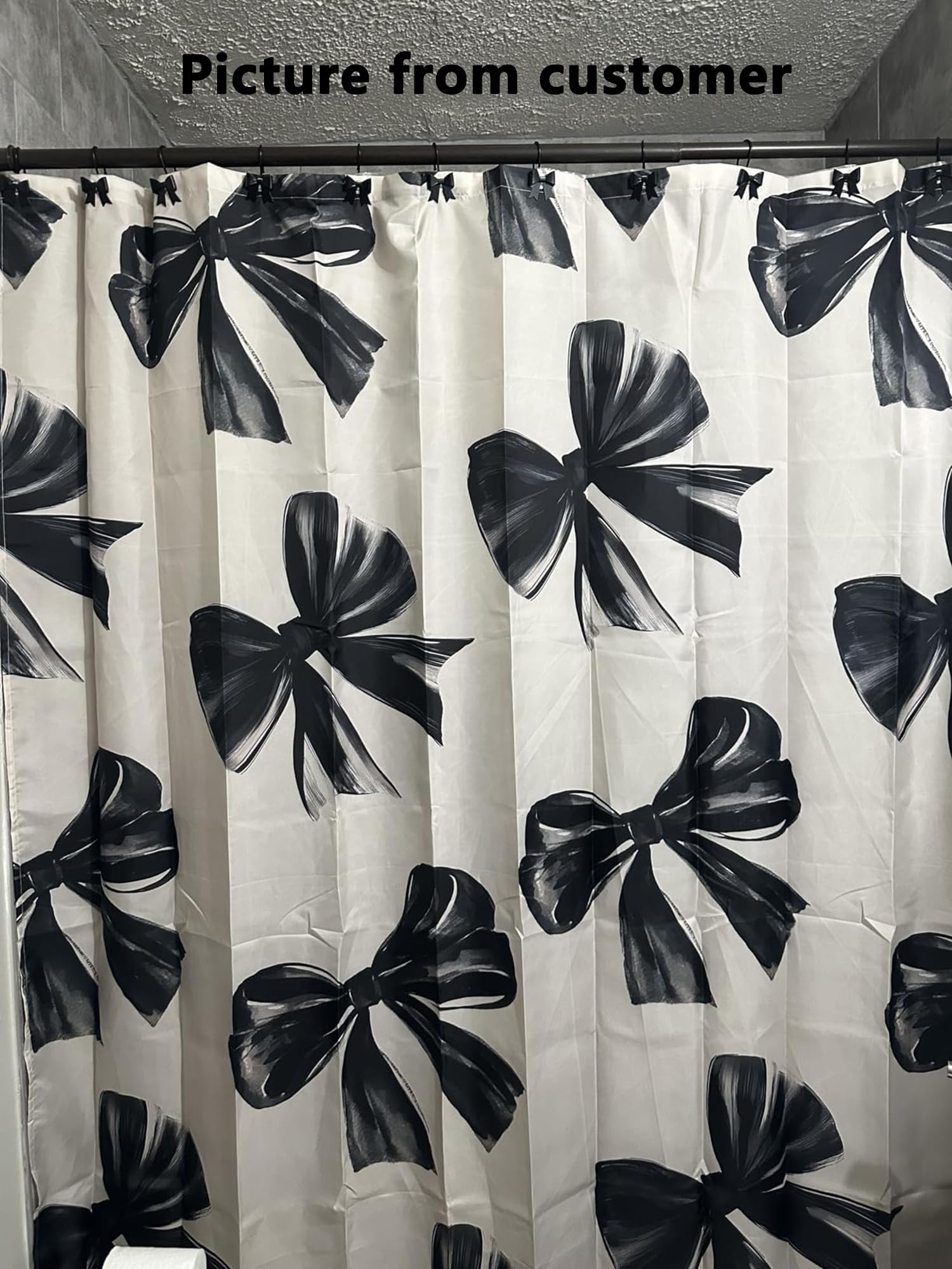 Metal Decorative Rings Bow Shower Curtain Hooks, Rustproof Bow Knot Design for Bathroom 12 Pack