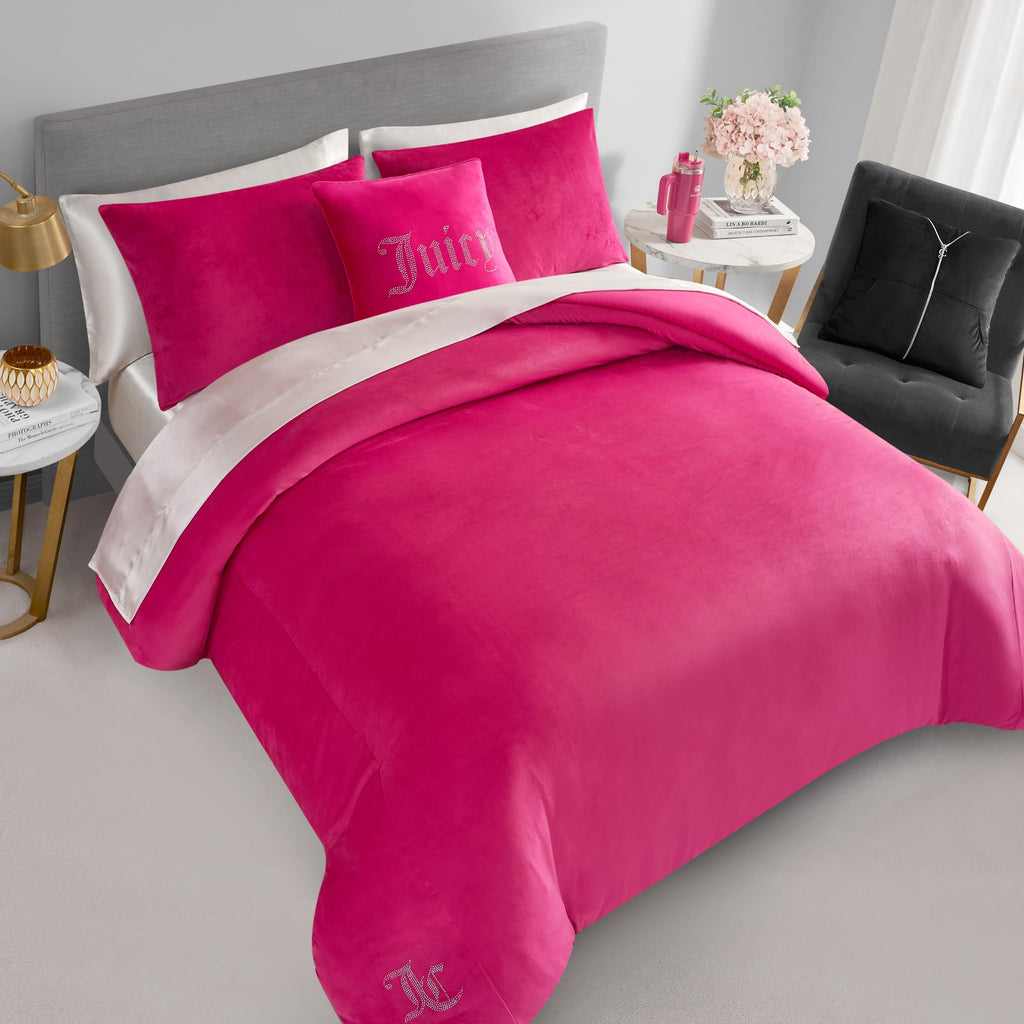 Juicy Couture Solid Velour 3-Piece King Comforter Set â€?Luxurious Bedding Ensemble