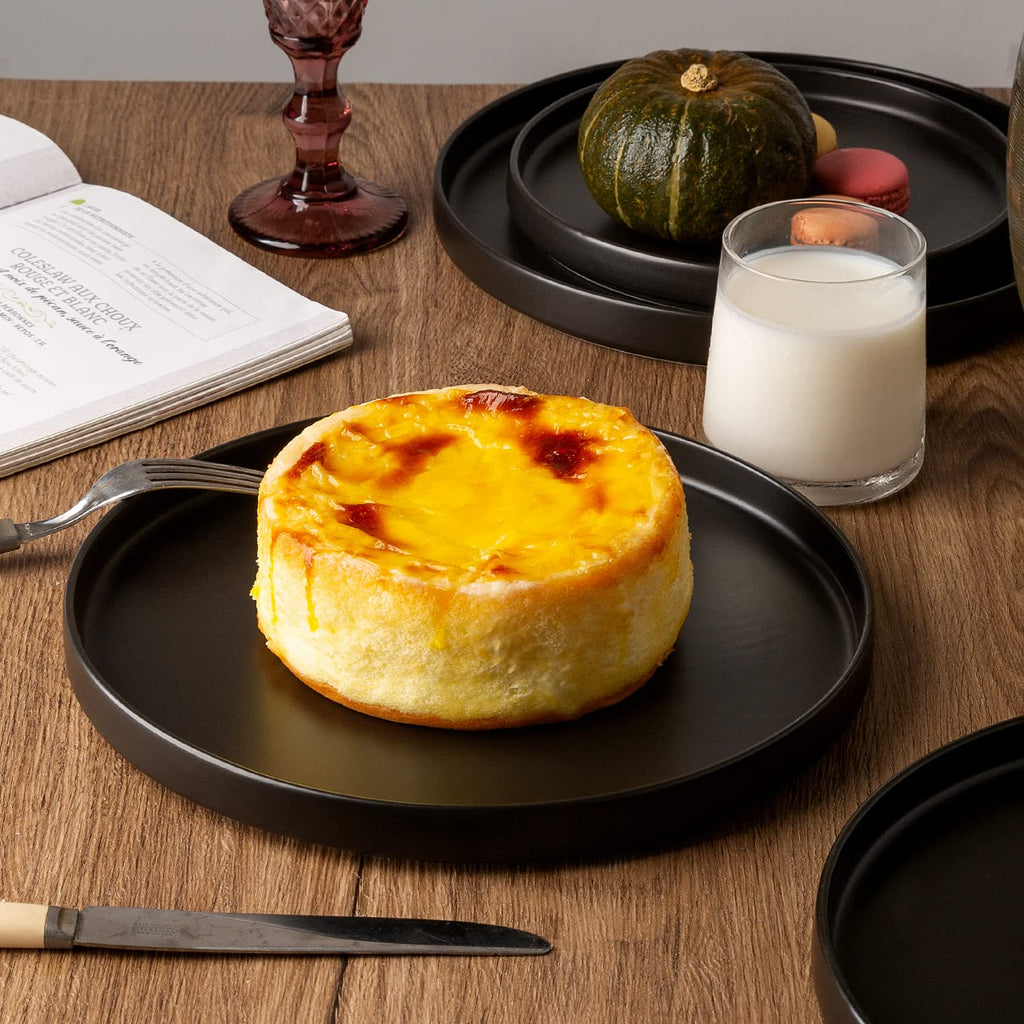 Ceramic Dinnerware Sets for 4, Modern Flat Stoneware Plates and Bowls Sets,Chip and Crack Resistant | Dishwasher & Microwave Safe Dishes Set, Scratch Resistant- Service for 4 (12pc)