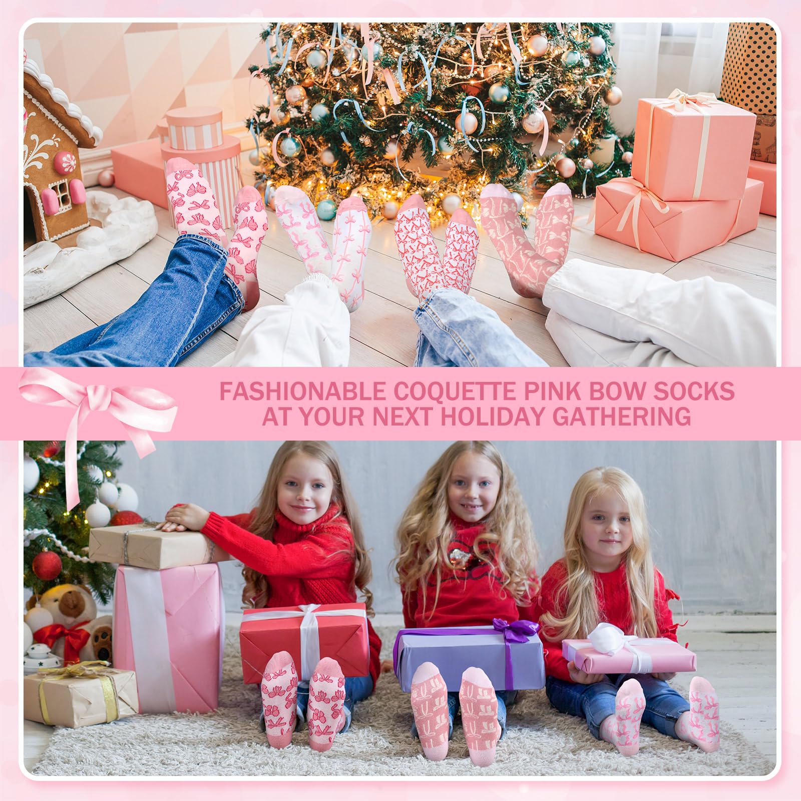 Coquette Pink Bow Socks Women's
