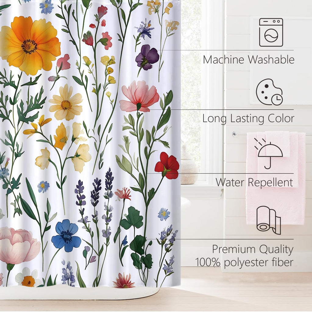 Cute Shower Curtain for Bathroom Modern Aesthetic Funky Decorative, Pretty Chic Cloth Set with Hooks, 72x72 Inch