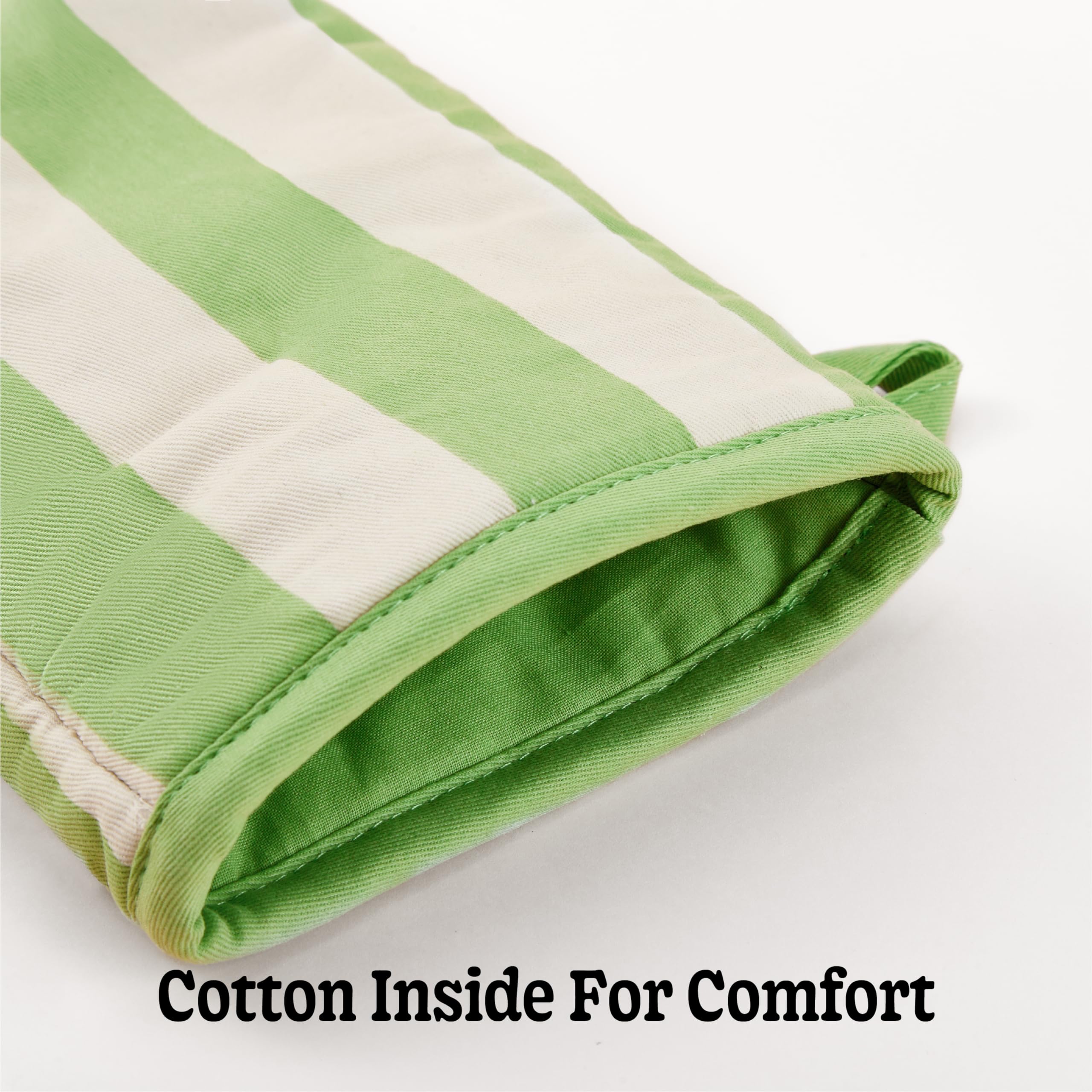 Modern and Cute Cotton Kitchen Mittens with Non-Slip Silicone Grips and Hanging Loops