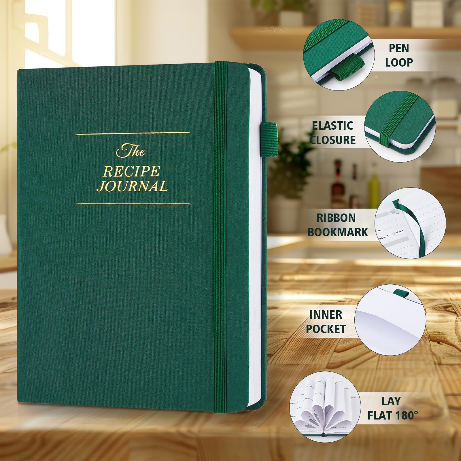 Recipe Book to Write in Your Own Recipes, Personal Cook Books to Write in and Hardcover Recipe Notebook with 2 colorful stickers for Family Recipes(A5)