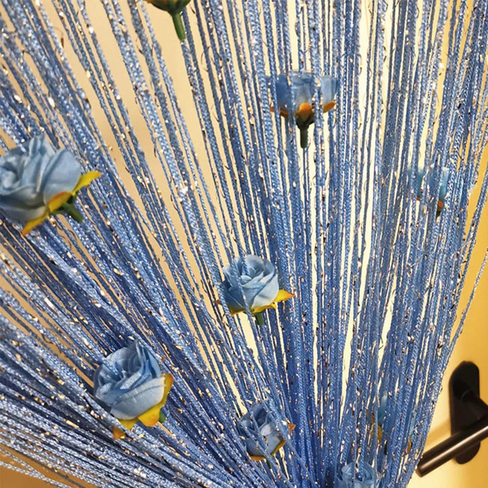 New Beaded String Curtain with Roses - 100 x 200cm Fly Screens for Doors, Tassel Fringe