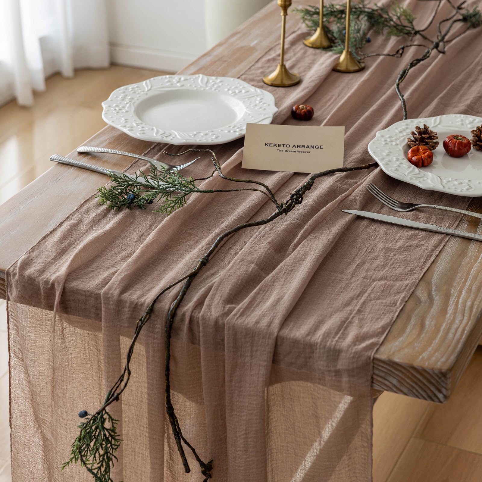 Table Runner Cheese Cloth Rustic Gauze Cheesecloth Table Runner 120 Inch 10 FT Sheer Boho Home Decorations