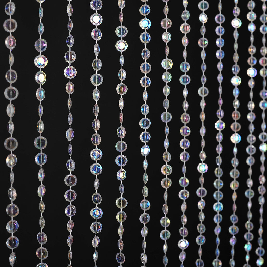 Strands Iridescent Crystal Beaded Curtain for Doorway Room Divider Party Bedroom Decorations, Diamond Cut Bead Curtain, 34 PCS 3FT X 9FT