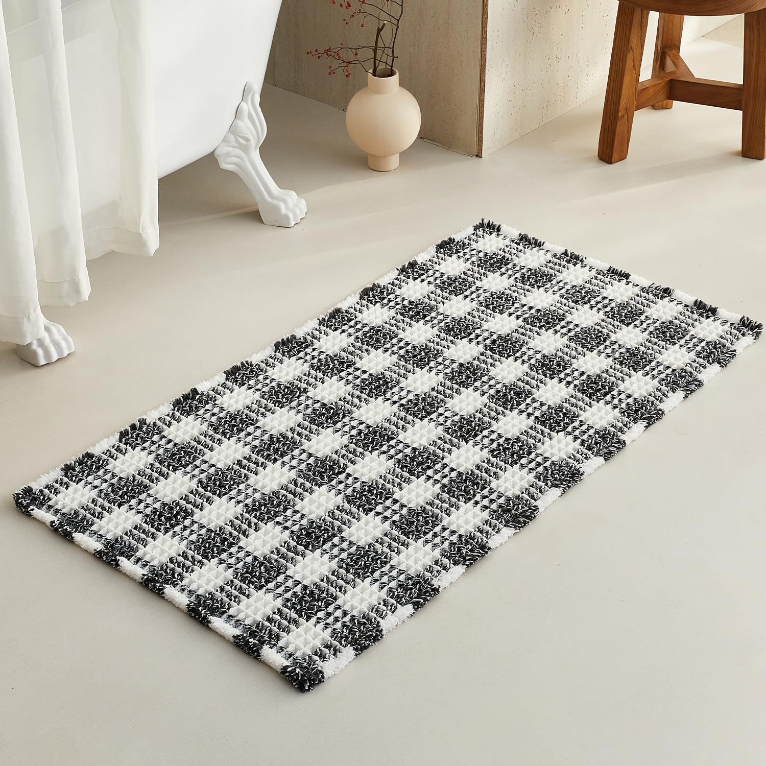 Waffle Bath Mat Non Slip Washable Quick Dry Cute Bath Mat
