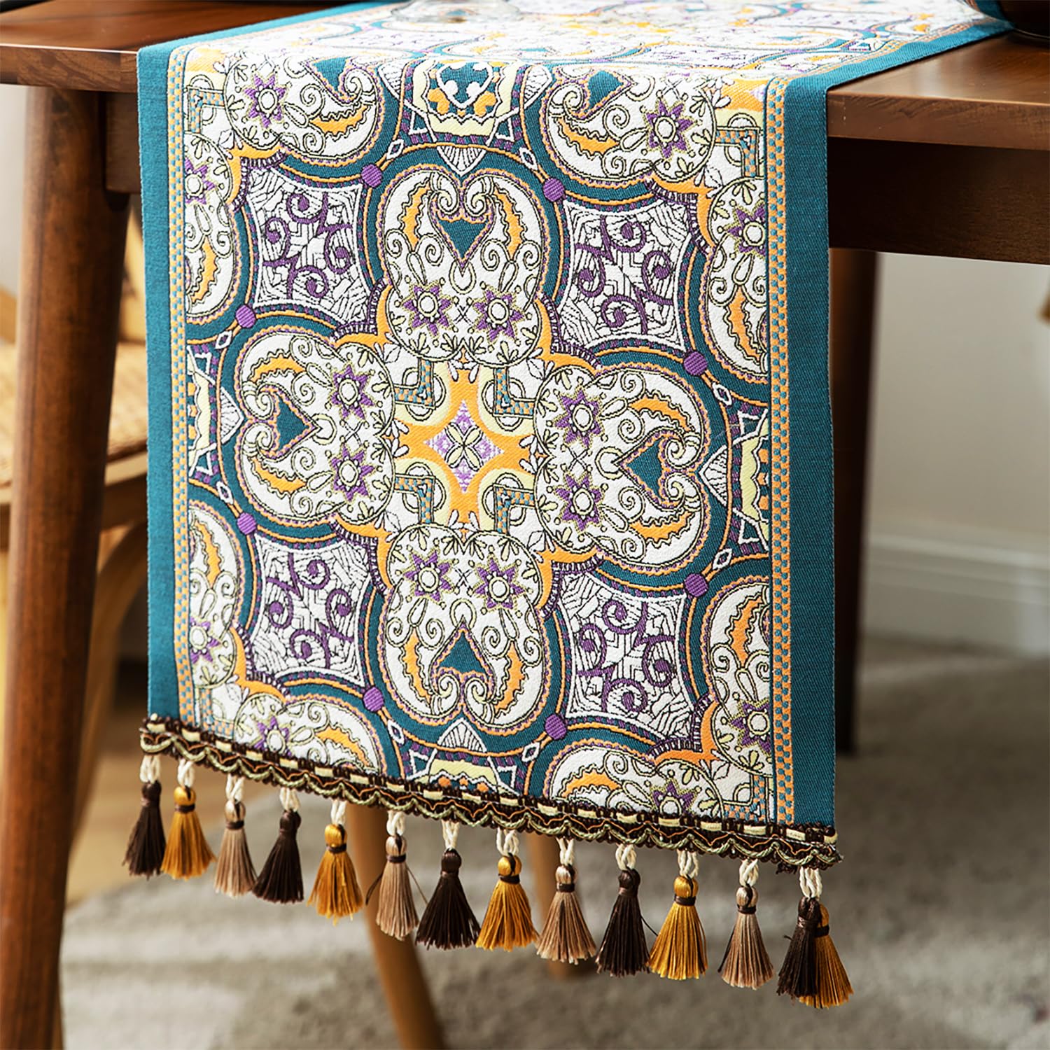 Retro-Luxury Tassels Table Runner Series for Kitchen Dining Table