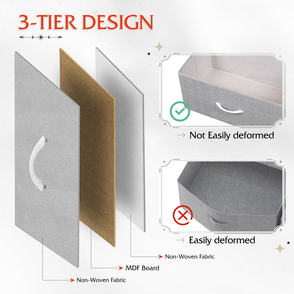 Drawer Fabric 9 Dresser â€?Tall Storage Tower with Bins, Steel Frame, and Wood Top