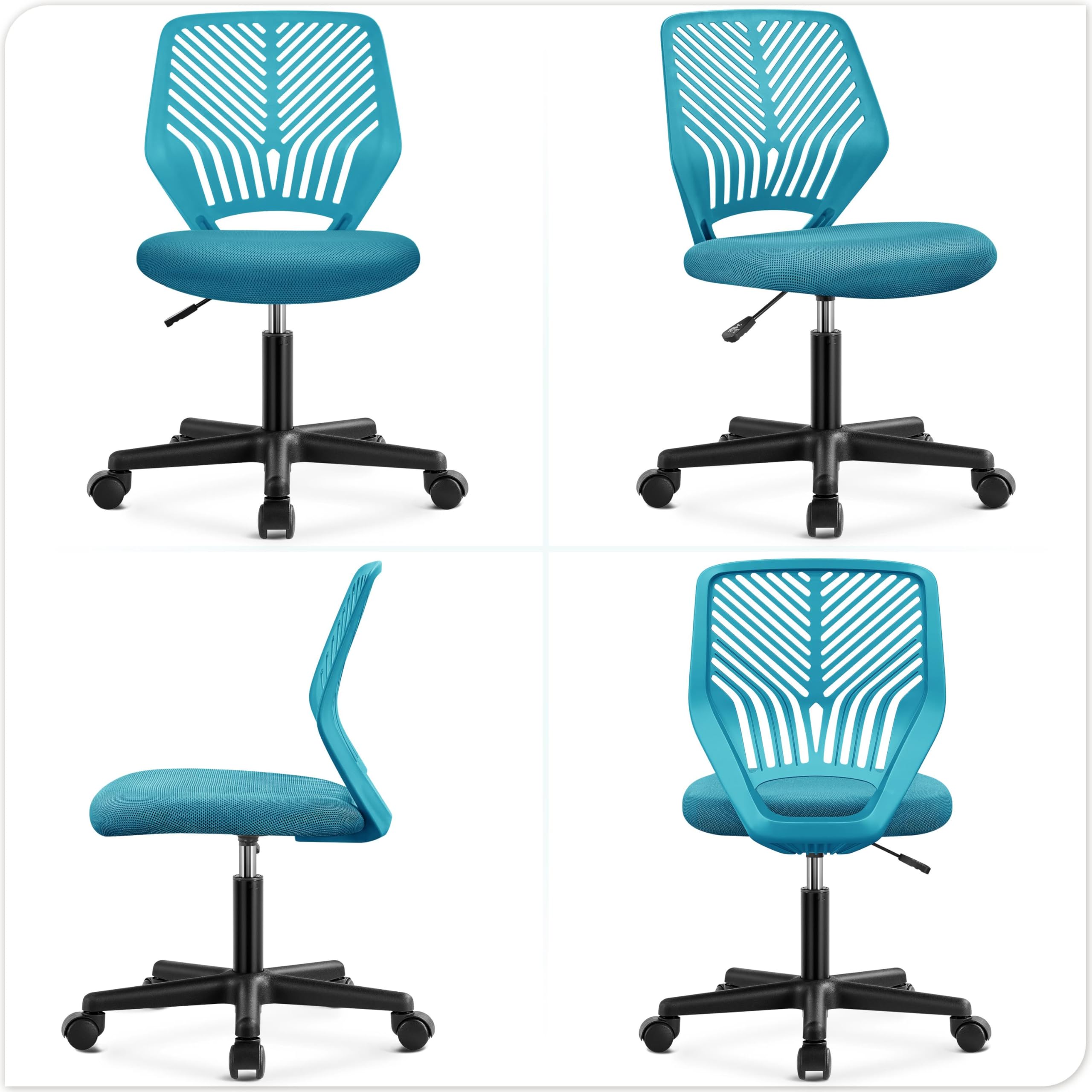 Cute Low-Back Armless Study w/Lumbar Support Adjustable Swivel Chair