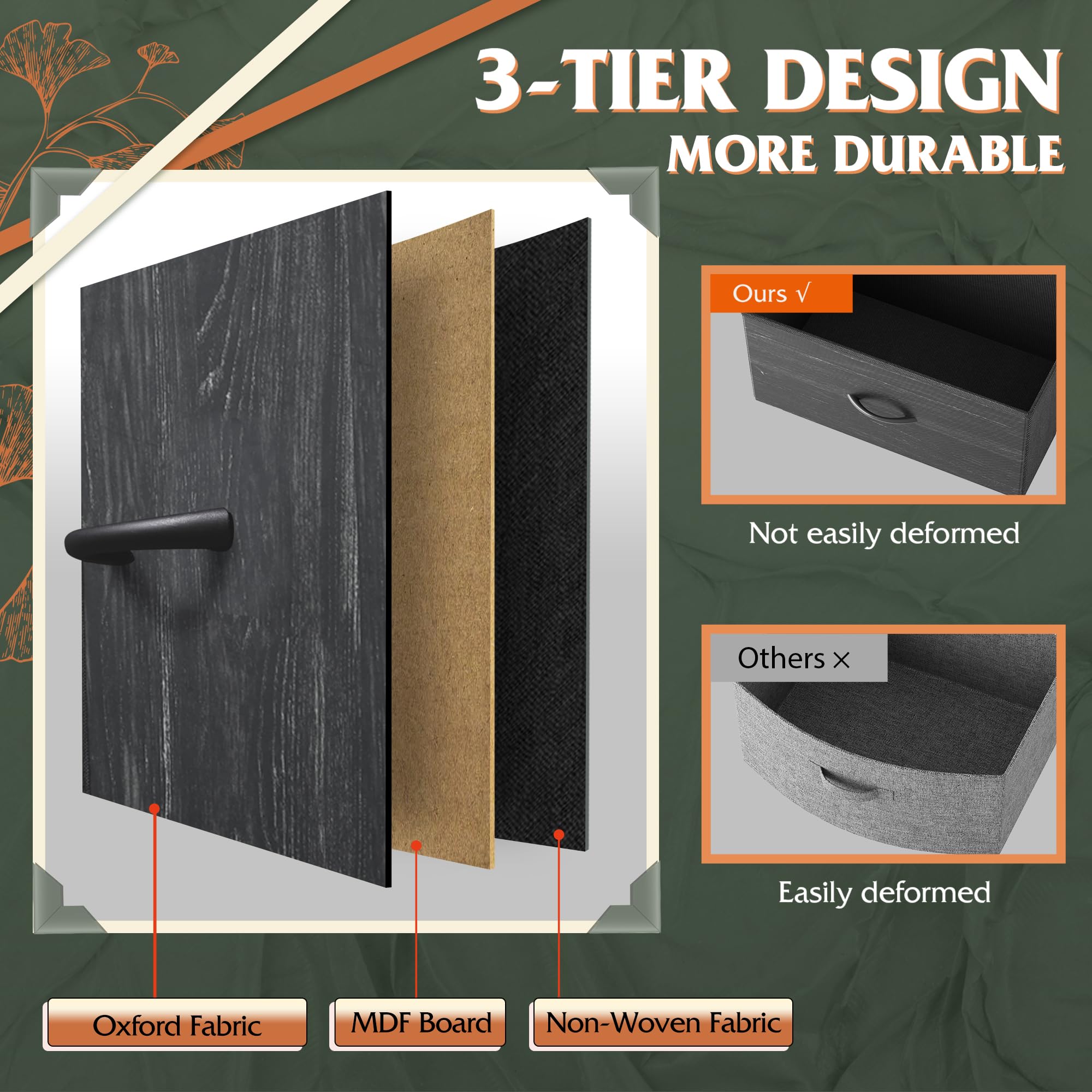 Drawer Fabric 9 Dresser â€?Tall Storage Tower with Bins, Steel Frame, and Wood Top