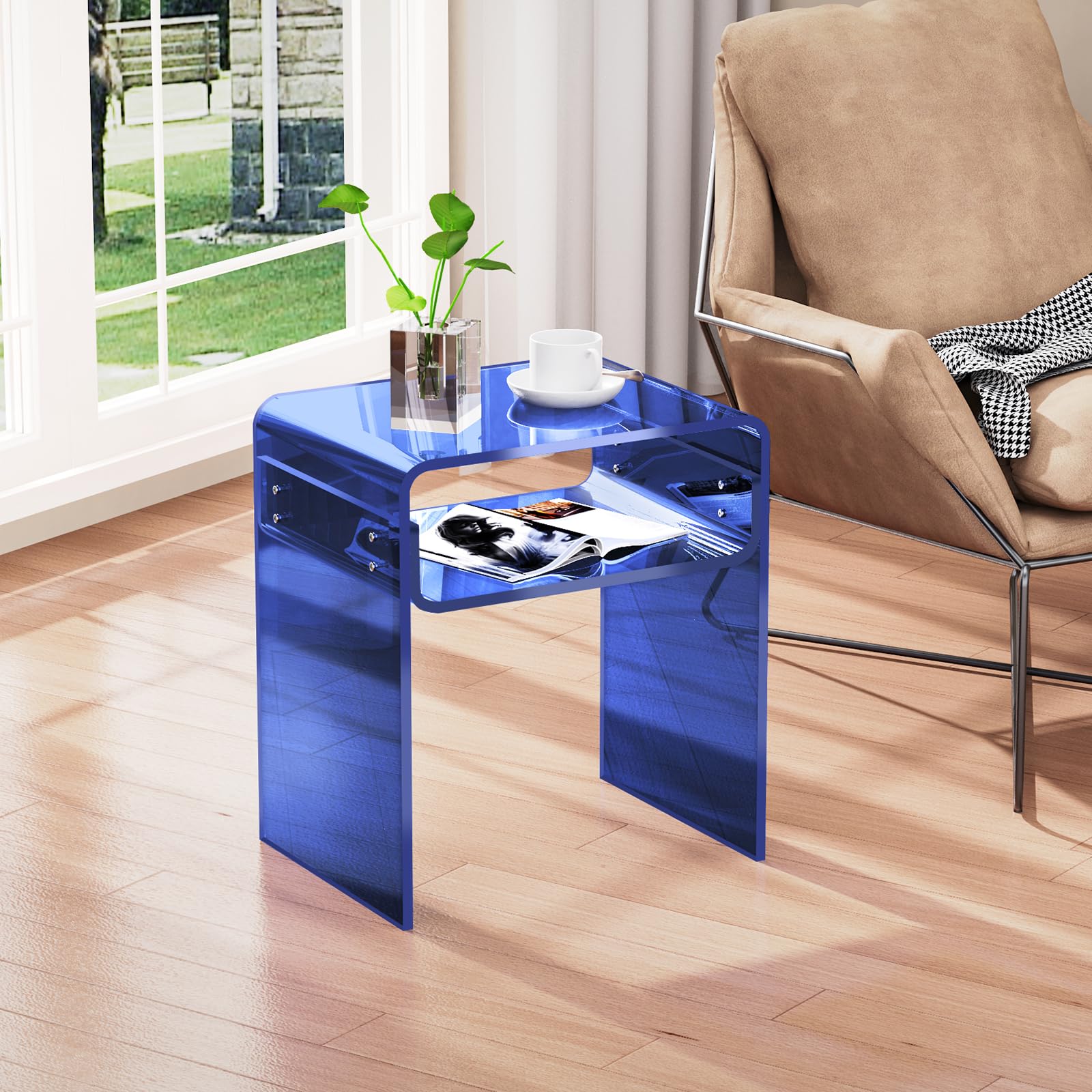 Clear Acrylic End Table 2-Tier Bedside nightstand