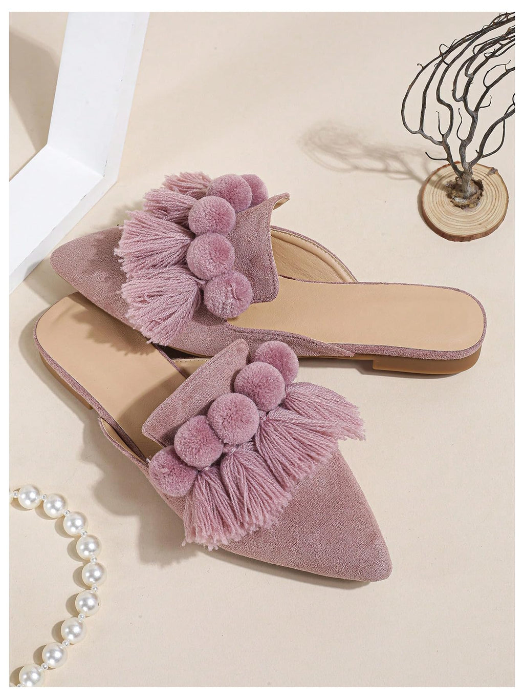 Women's Dress Shoes Slip On Flats Comfortable Pointed Toe Mules Dressy Casual Loafers Shoes