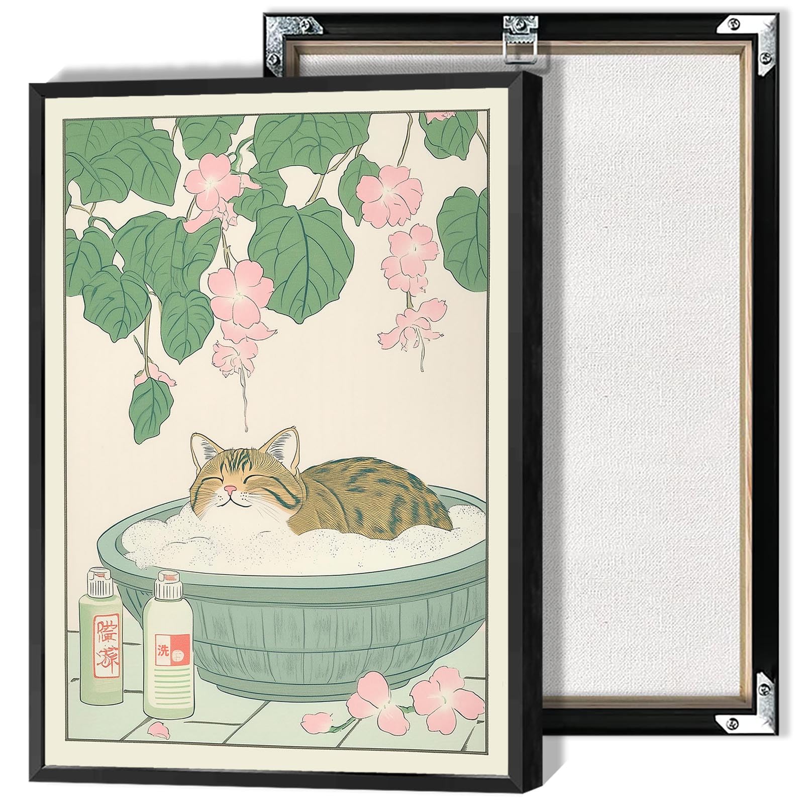 Vintage Posters Japanese Aesthetic Bathroom Canvas Wall Art Minimalism Cute Animal Relax Prints Painting