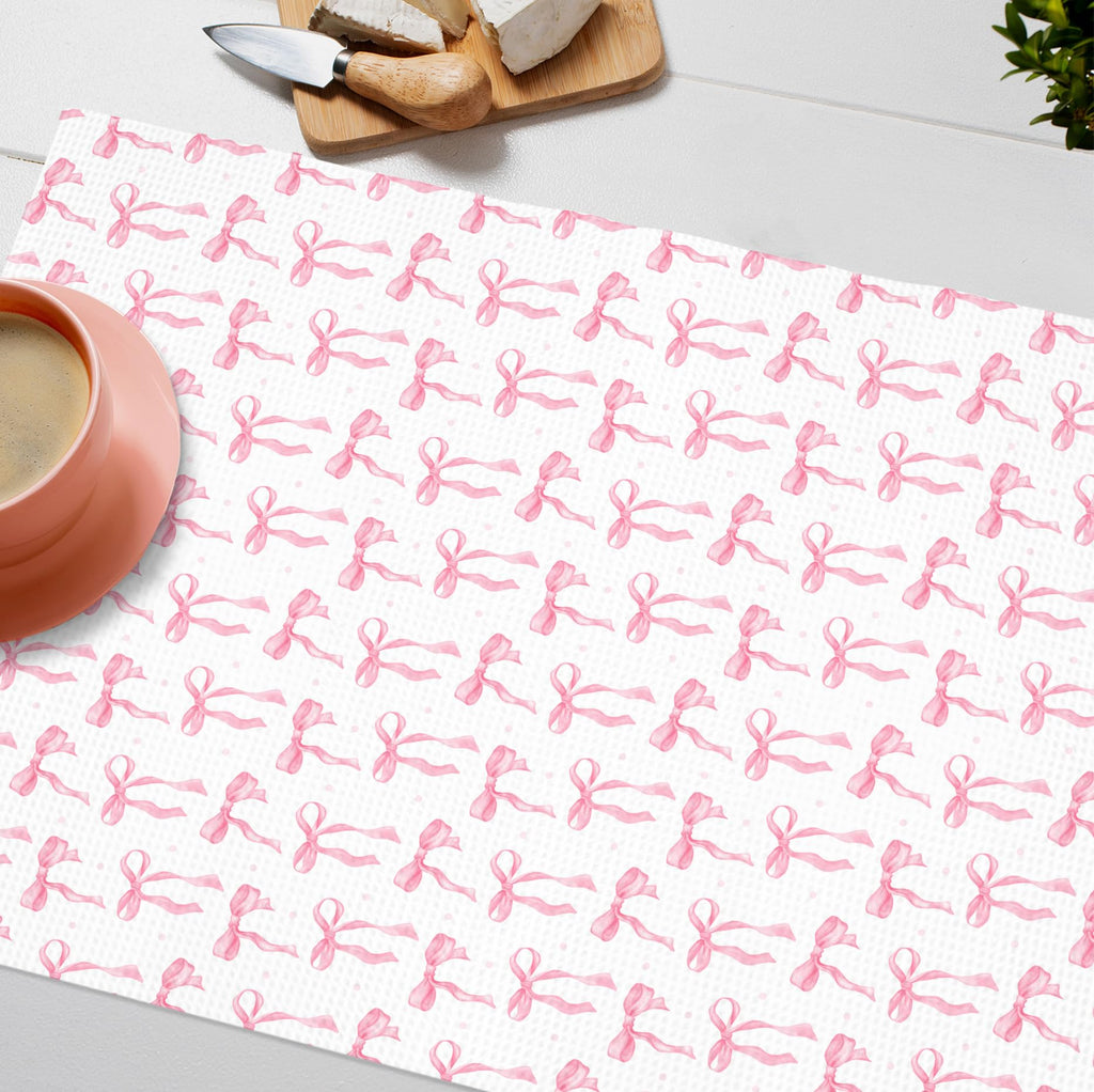 Girly Pink Bow Coquette Preppy Towel, 16x24 Inch