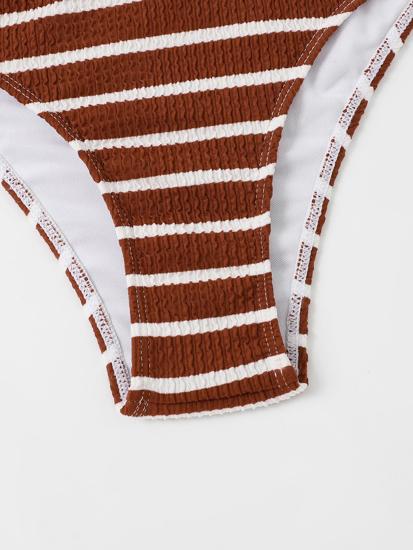 Women's 2 Piece Strapless Swimsuit Striped Bandeau High Waisted Thong Bikini Set Bathing Suit