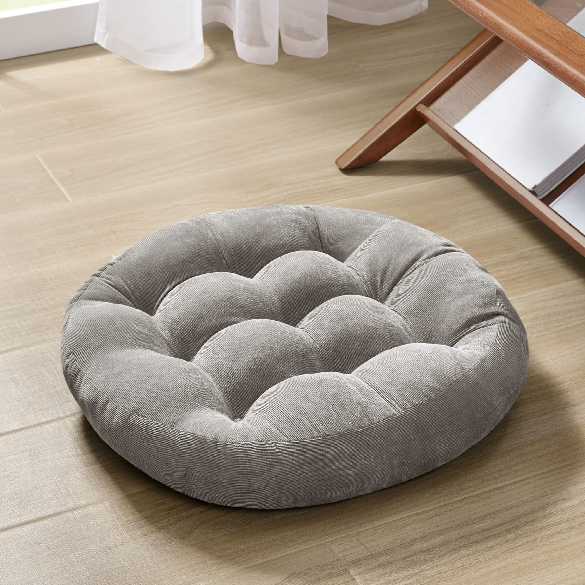 Square Large Pillows Seating Meditation Floor Pillow, Tufted Corduroy Cushion for Living Room