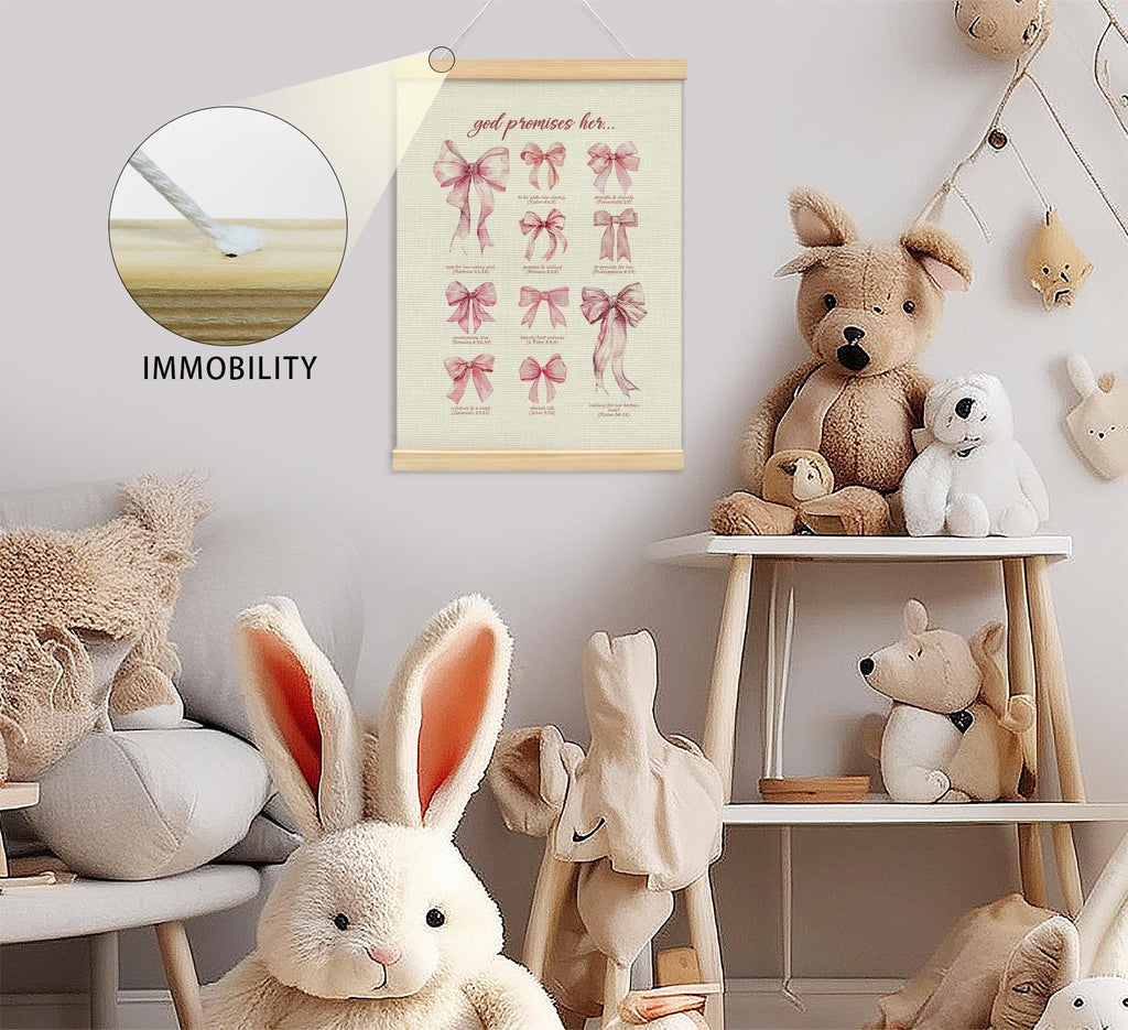 Trendy Bows Pink Coquette Scripture Wall Art Poster Hanger Frame, Christian Bible Verses Posters Wall Art Decor